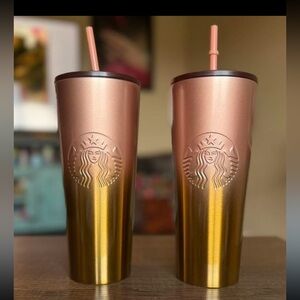 Starbucks Metallic Gold and Copper Tumblers set of 2